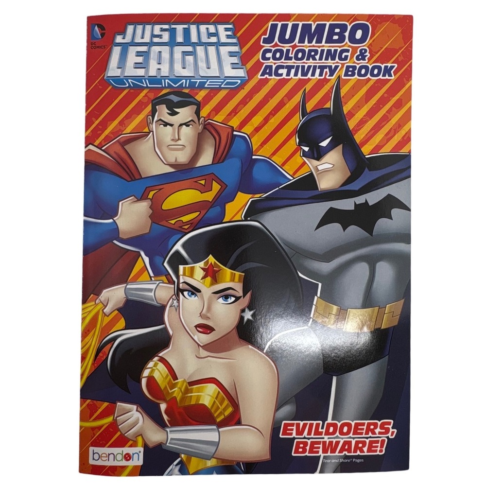 Justice League Unlimited Jumbo Coloring Activity Book DC Comics NEW Travel Car